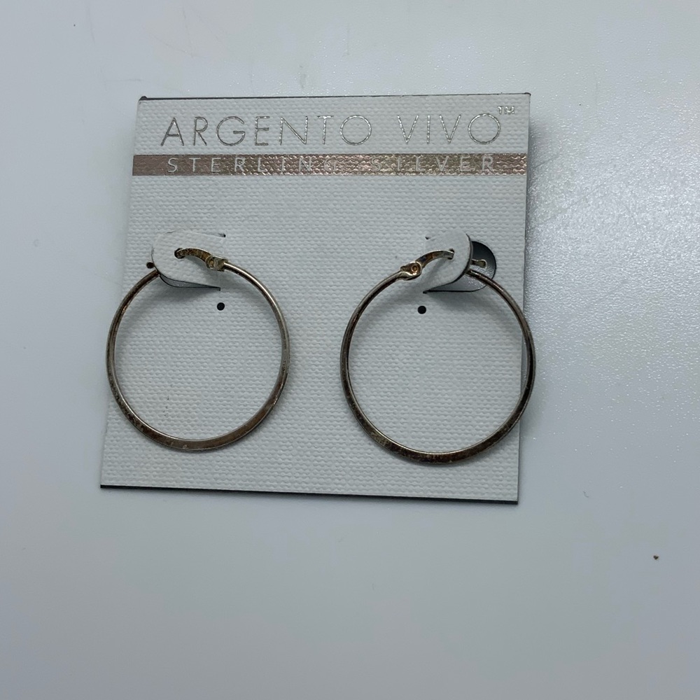 Argento Vivo Sterling Silver Large Flat Hoop Earrings